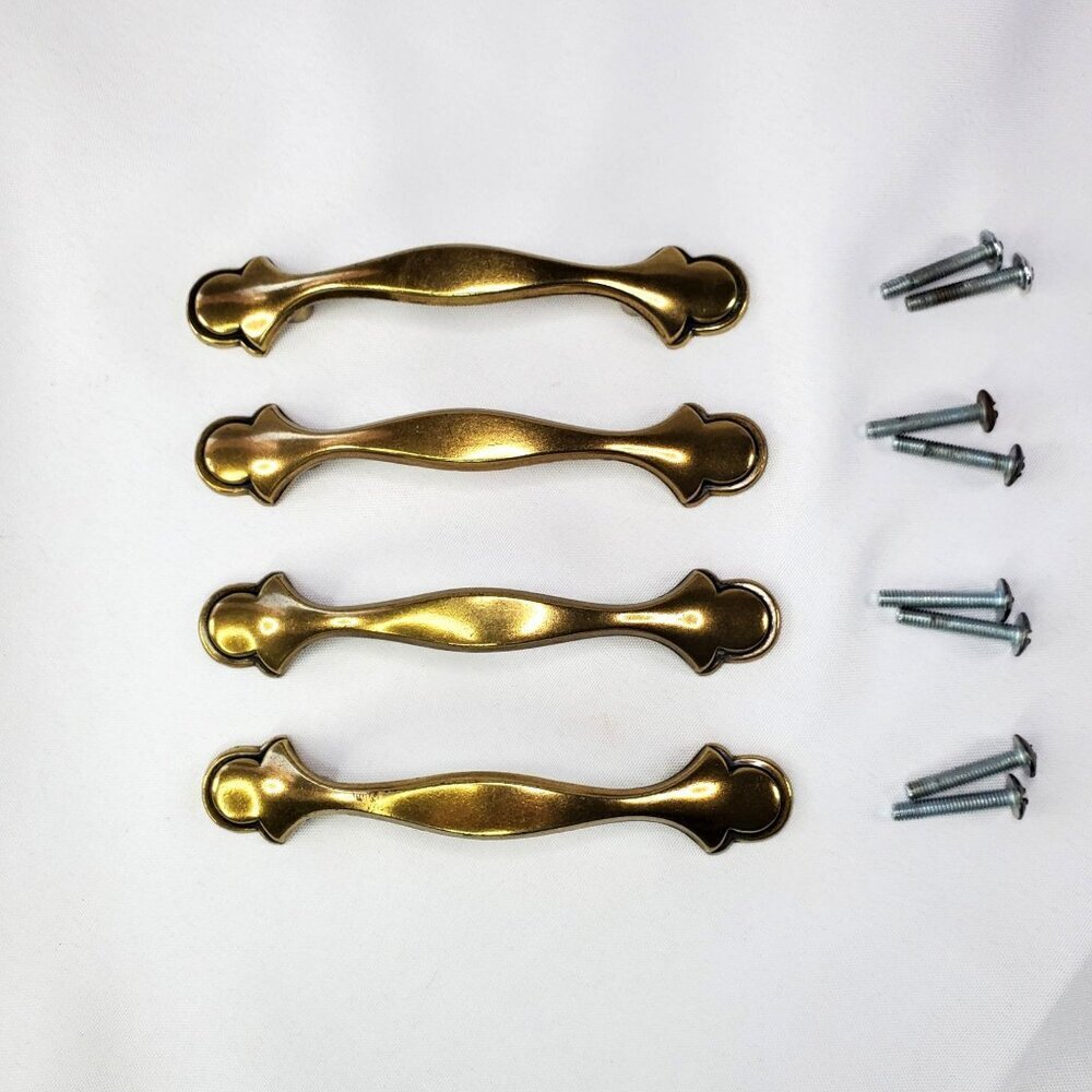 VTG Amerock Brass Ornate Cabinet Handle Drawer Pull Rustic Finishes Regency